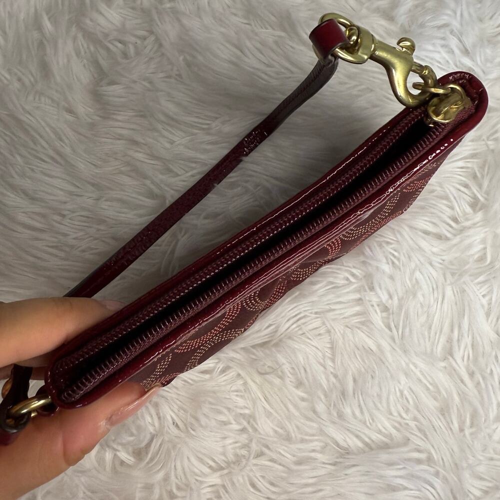 COACH Burgundy / red Signature Canvas Wristlet - Picture 4 of 6